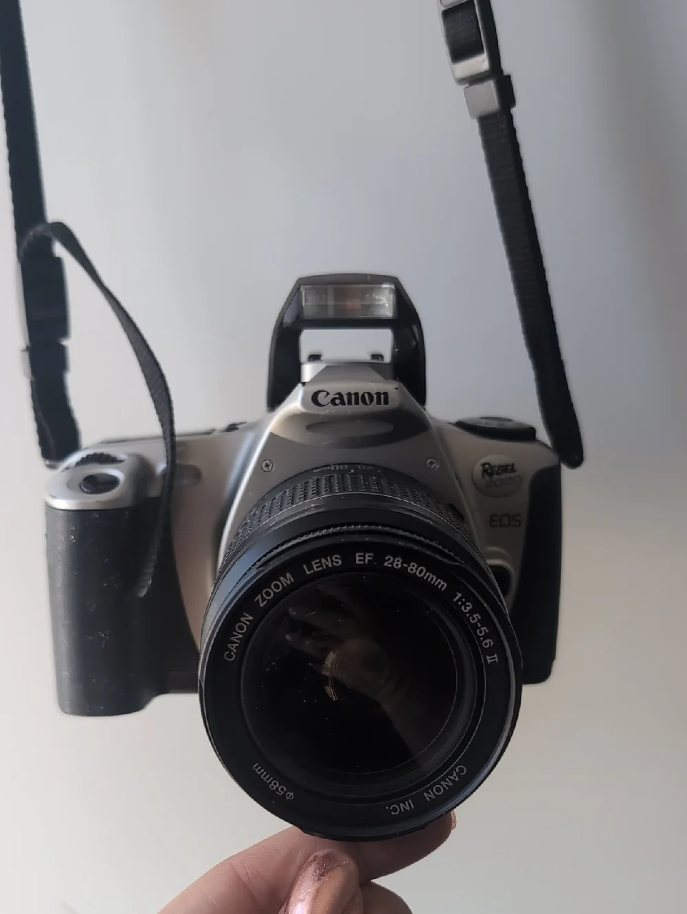 Vintage Canon Silver and Black Camera with Zoom Lens